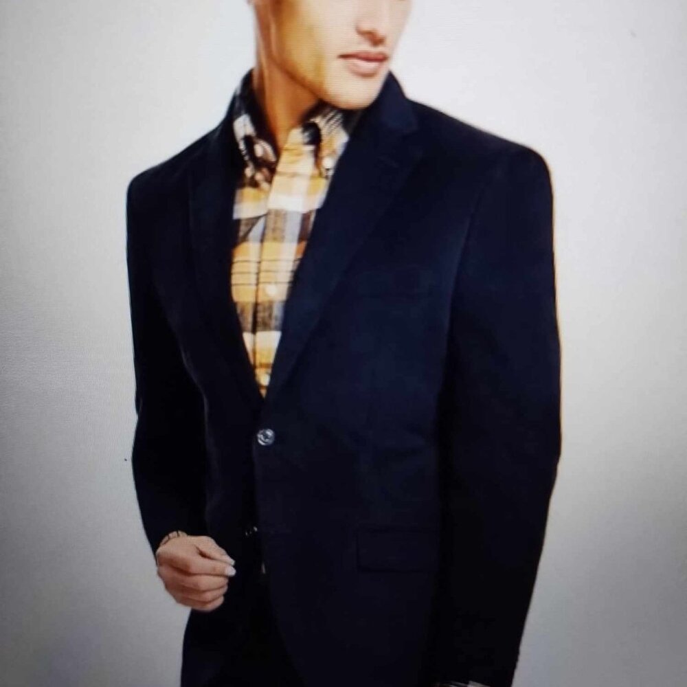 Tommy Hilfiger Men's Modern Fit Corduroy Sport Coat Blazer, Navy Blue, 40R, 40L